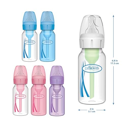 Dr. Brown's Anti-Colic Options+ Narrow Baby Bottle, Clear, 8 oz, 4-Pack