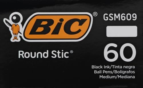 BIC Round Stic Xtra Life Ballpoint Pen, Ultra Long Lasting and Consistent Ink Flow, 60-Count in Black Ink Father Jim Norris notebooks