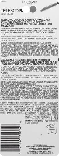 L’Oreal Paris Original Telescopic Mascara, Washable, Carbon Black