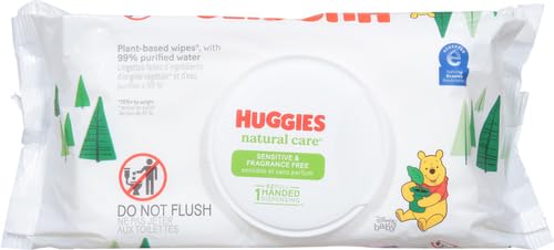 Huggies Natural Care Sensitive Baby Wipes, Unscented, Hypoallergenic, 99% Purified Water, 12 Flip-Top Packs (768 Wipes Total), Packaging May Vary