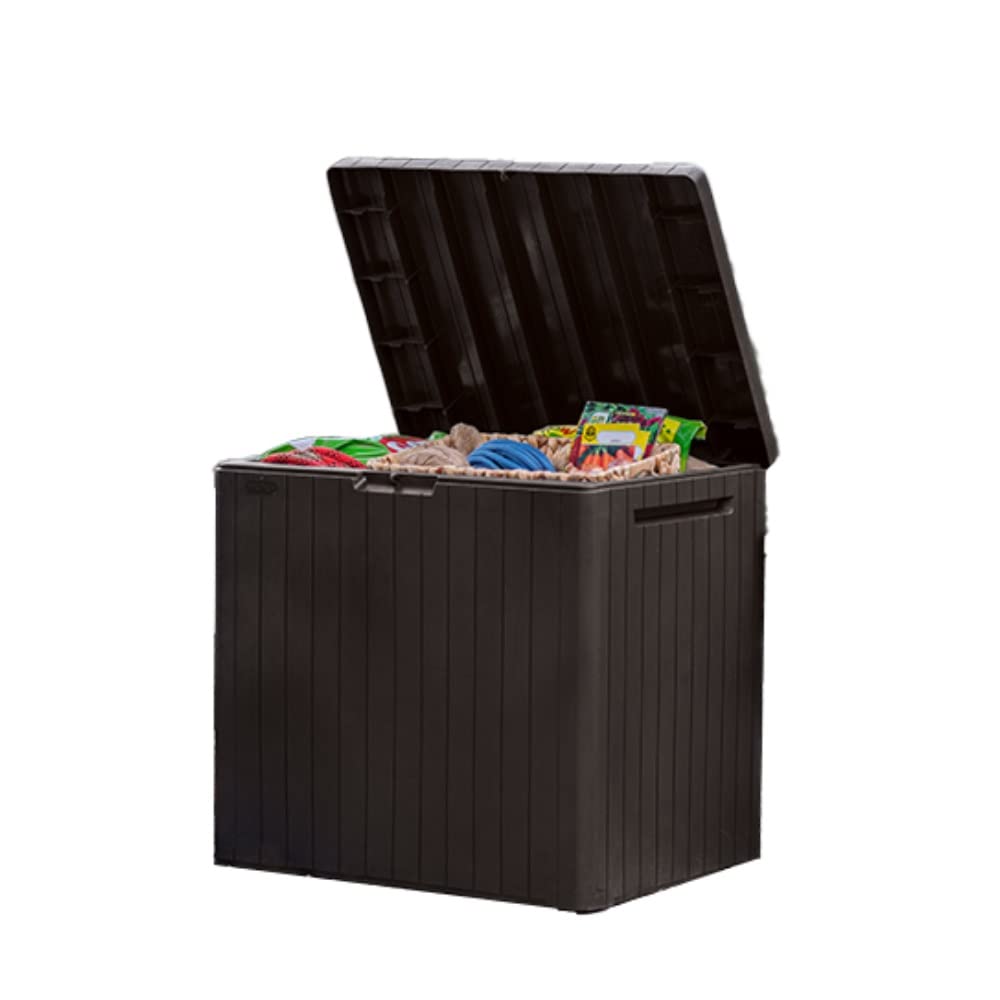 Keter City 30 Gal Outdoor Storage Box and Patio Side Table Father Jim Norris notebooks