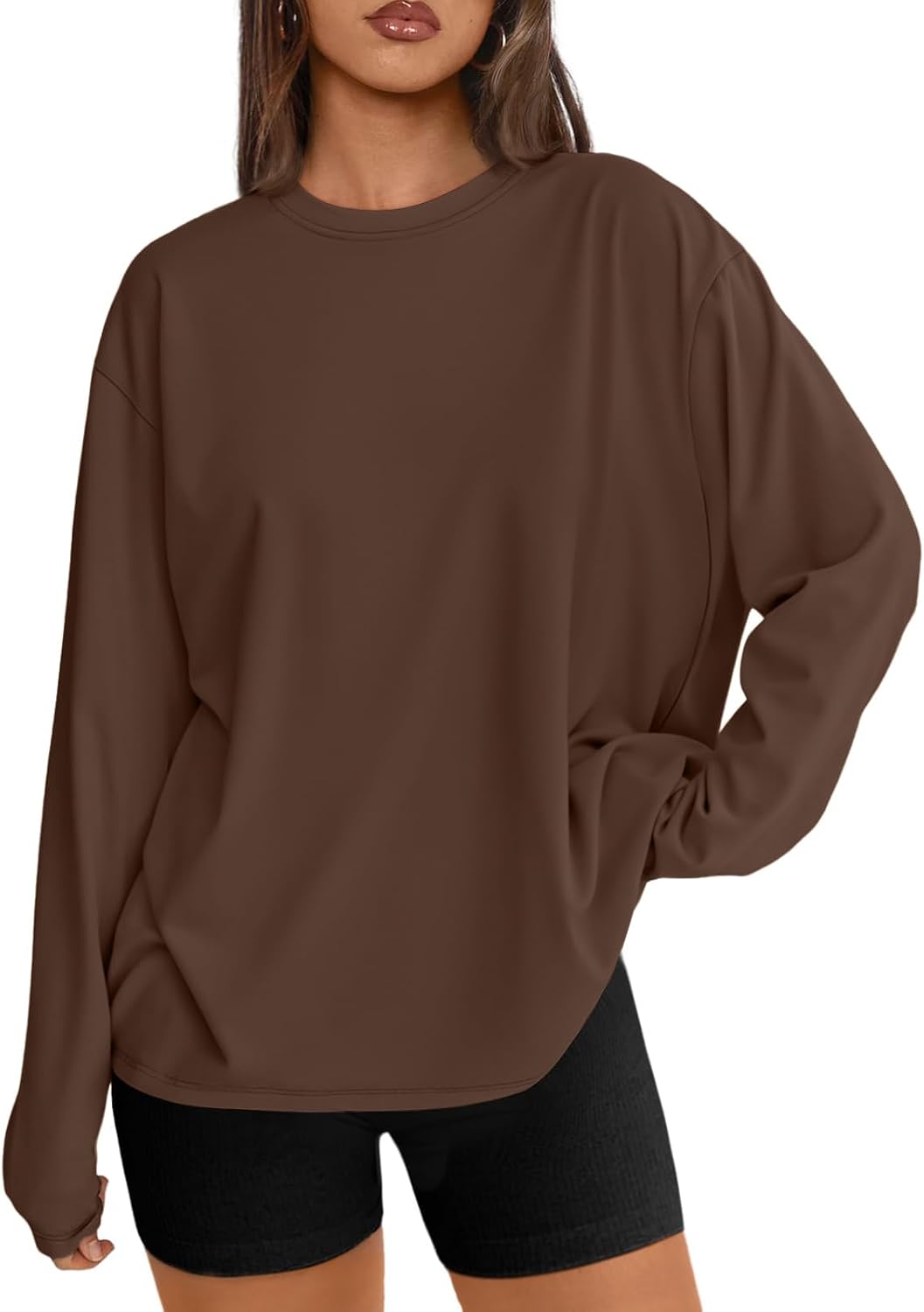 Trendy Queen Womens Oversized Long Sleeve Shirts Fall Tops 2026 Basic Tee