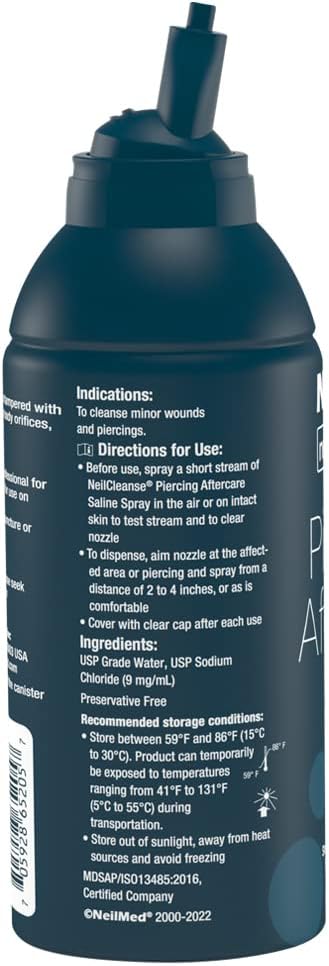 NeilMed NeilCleanse Piercing Aftercare Spray Fine Mist 177mL ( 6.3 FLoz)