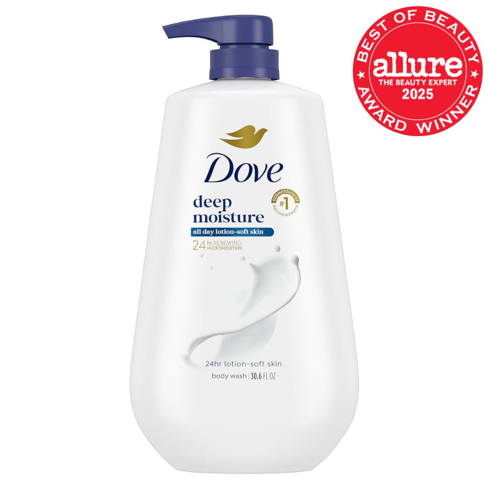 Dove Body Wash with Pump with Skin Natural Nourishers Instantly Soft Skin and Lasting Nourishment Deep Moisture Cleanser Effectively Washes Away Bacteria While Nourishing Your Skin 30.6 oz (Pack of 3)