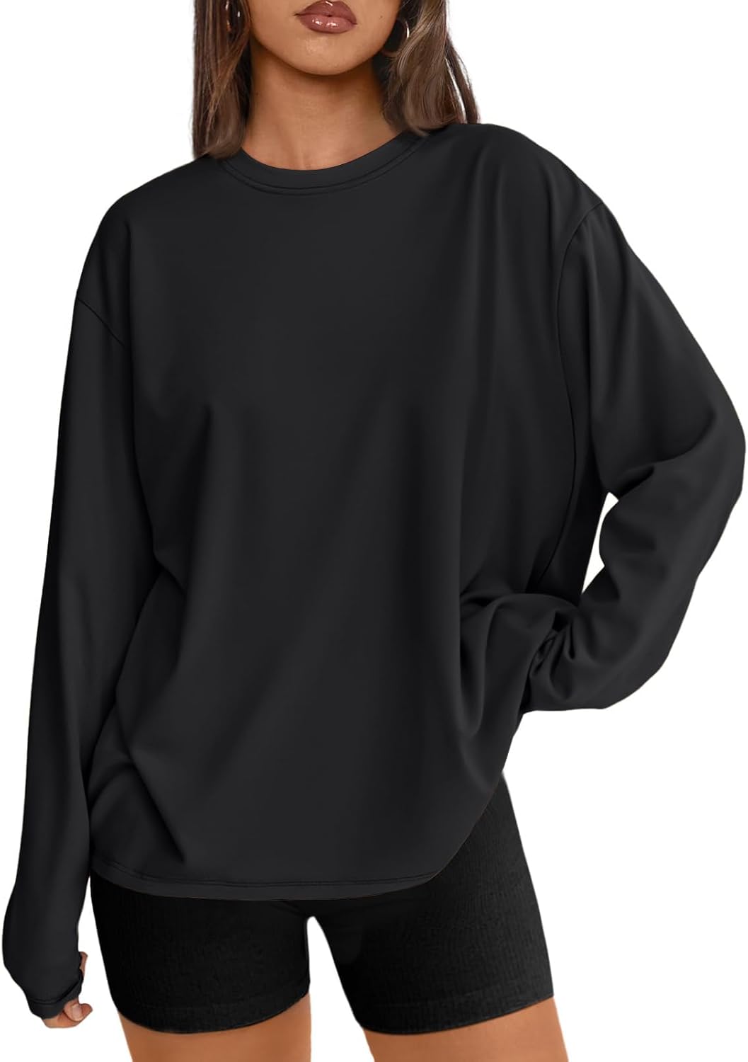 Trendy Queen Womens Oversized Long Sleeve Shirts Fall Tops 2026 Basic Tee