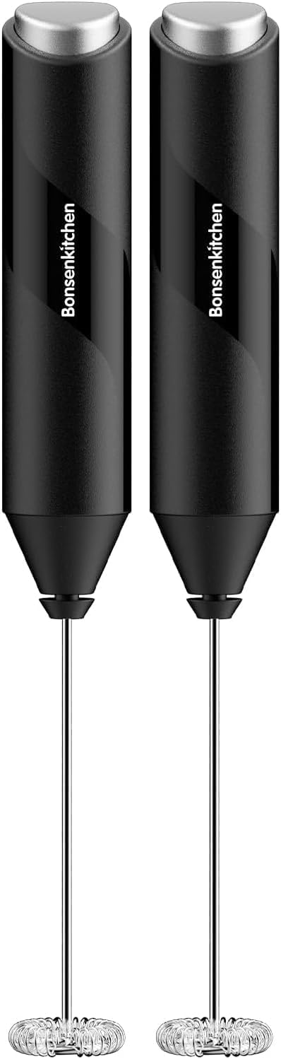 Bonsenkitchen Milk Frother for Coffee, Battery Operated, Black