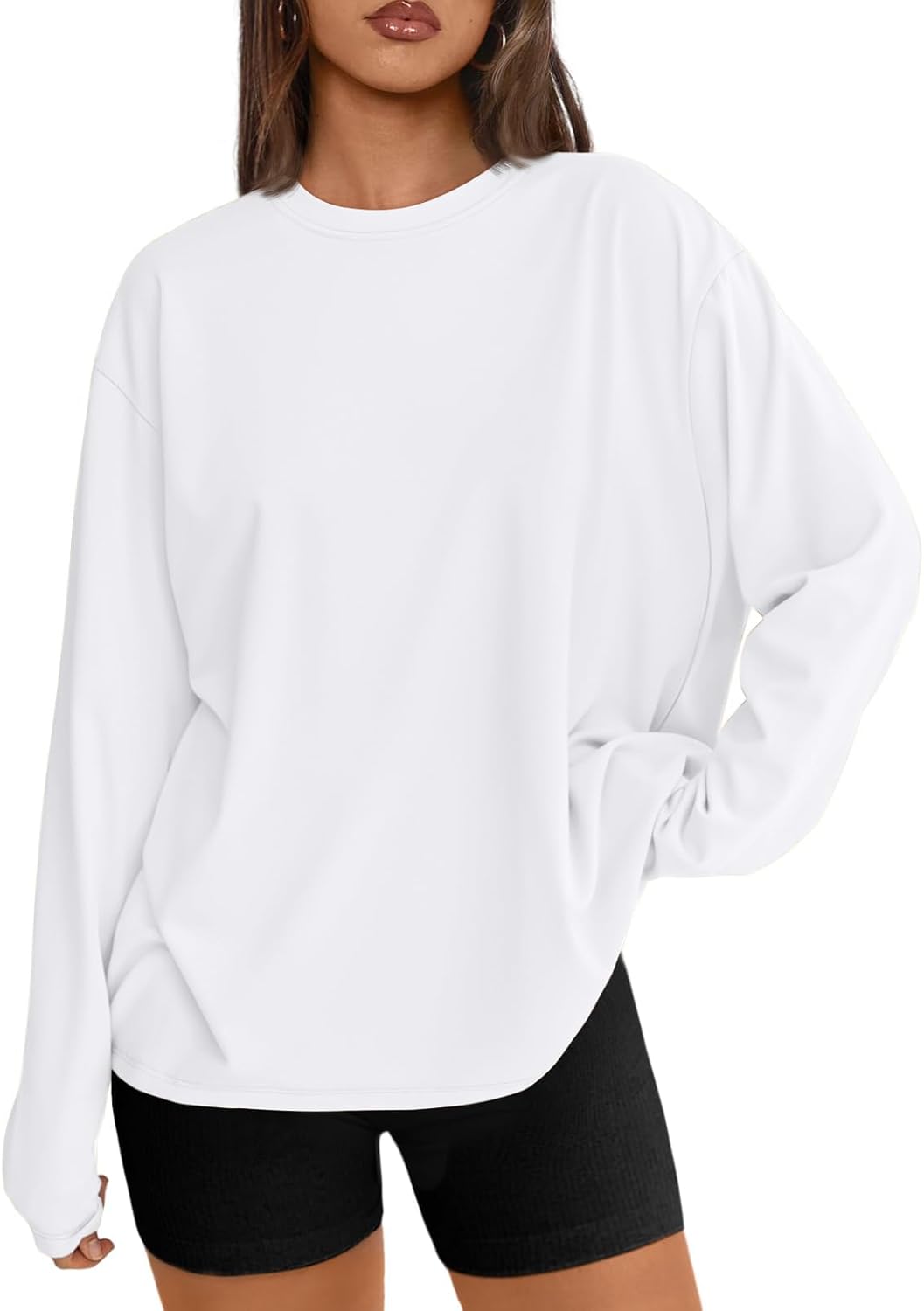 Trendy Queen Womens Oversized Long Sleeve Shirts Fall Tops 2026 Basic Tee