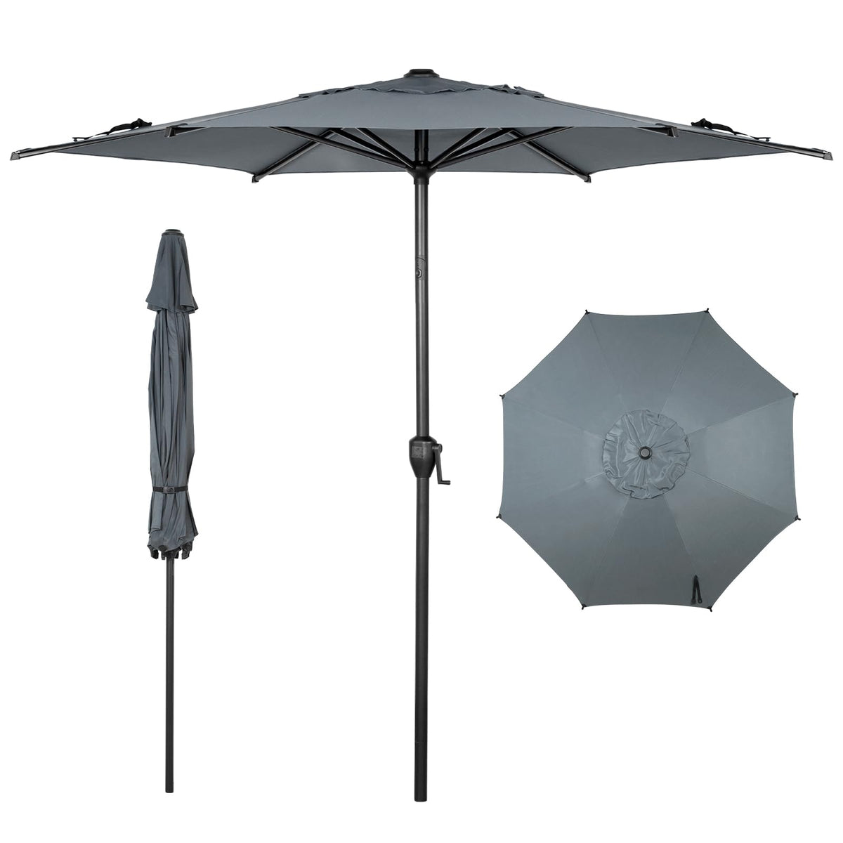 Abba Patio 7.5FT Lyon Outdoor Patio Umbrella Outdoor Table Umbrella with Push Button Tilt and Crank Market Umbrella 6 Sturdy Ribs UV Protection Waterproof for Garden Deck Backyard Pool Grey Father Jim Norris notebooks