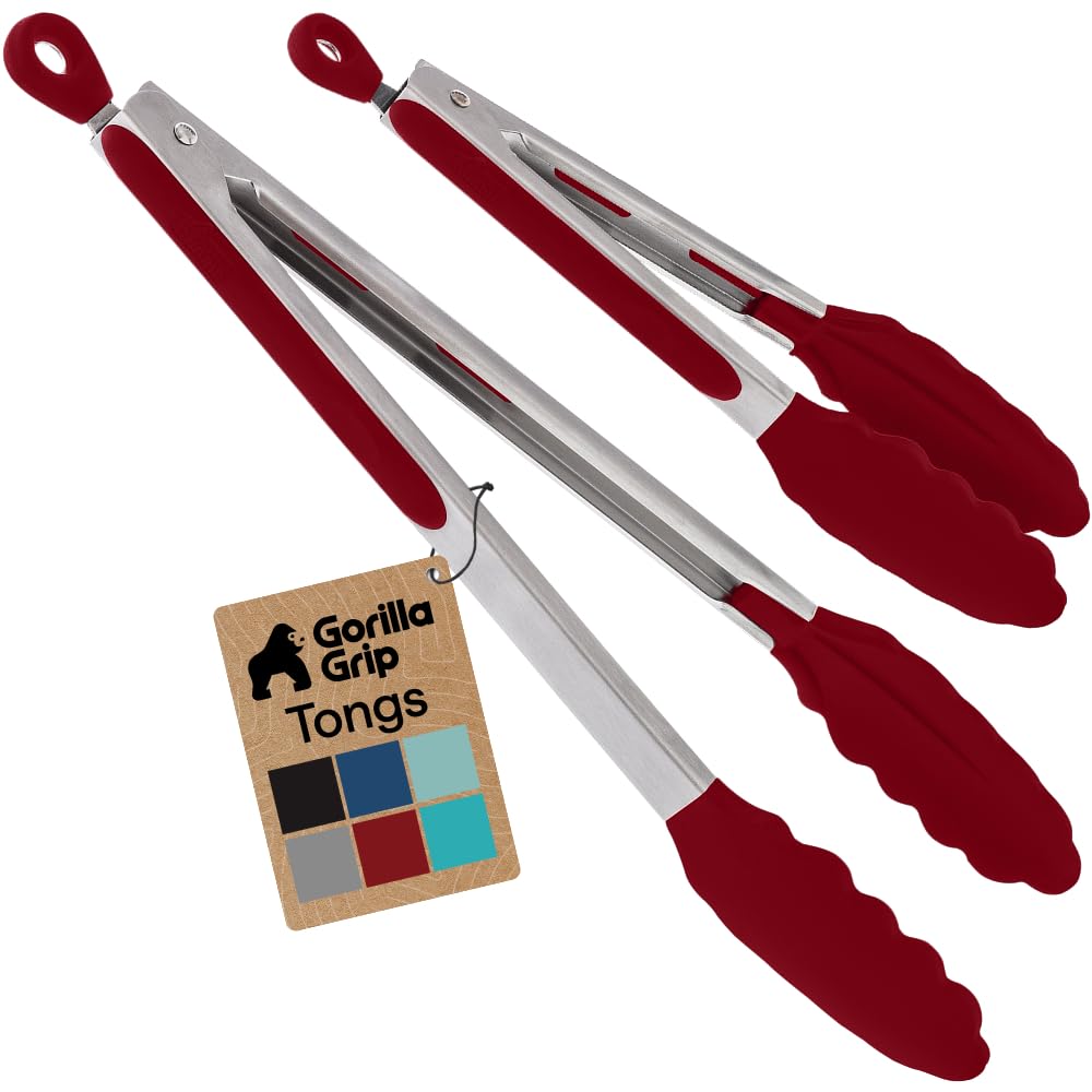 GORILLA GRIP Stainless Steel Kitchen Tongs for Cooking, 2 PK, Turquoise Father Jim Norris notebooks