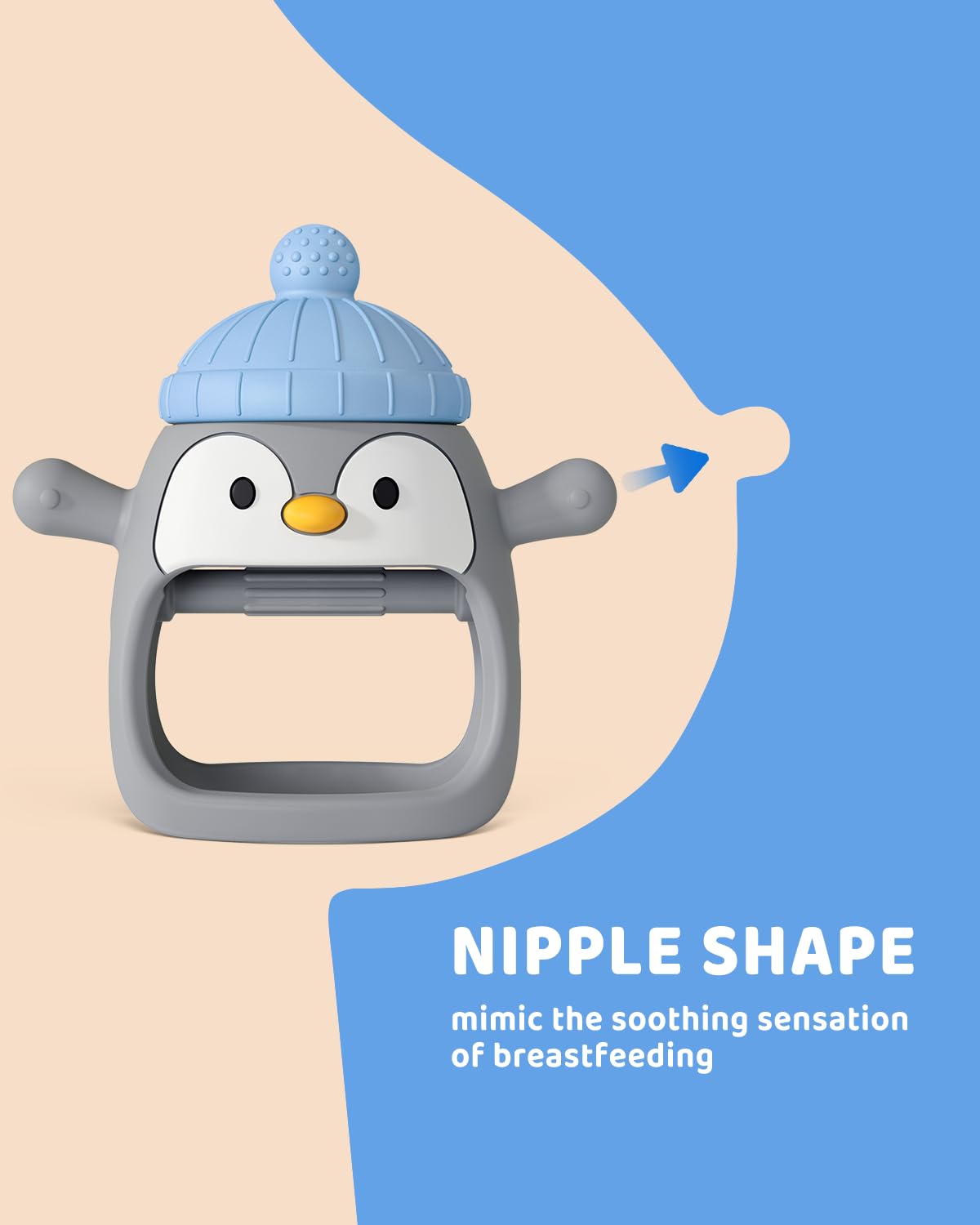 ChooKaChoo 2 Pack Baby Teething Toy Silicone Teething Mitten for Babies Over 3 Months Anti Dropping Wrist Hand Teethers Baby Chew Toys for Sucking Needs, BPA Free