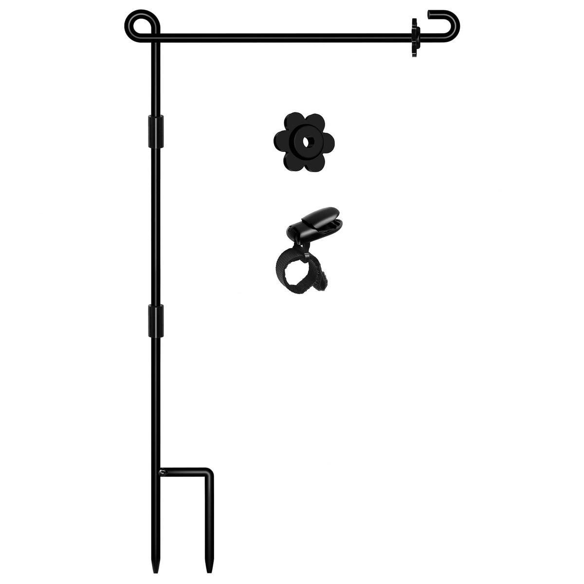 HOOSUN Garden Flag Stand,Premium Garden Flag Holder Pole Metal Powder-Coated Weather-Proof Paint with Graden Flag Clip and Spring Stoppers Without Flag Garden Decorations Father Jim Norris notebooks