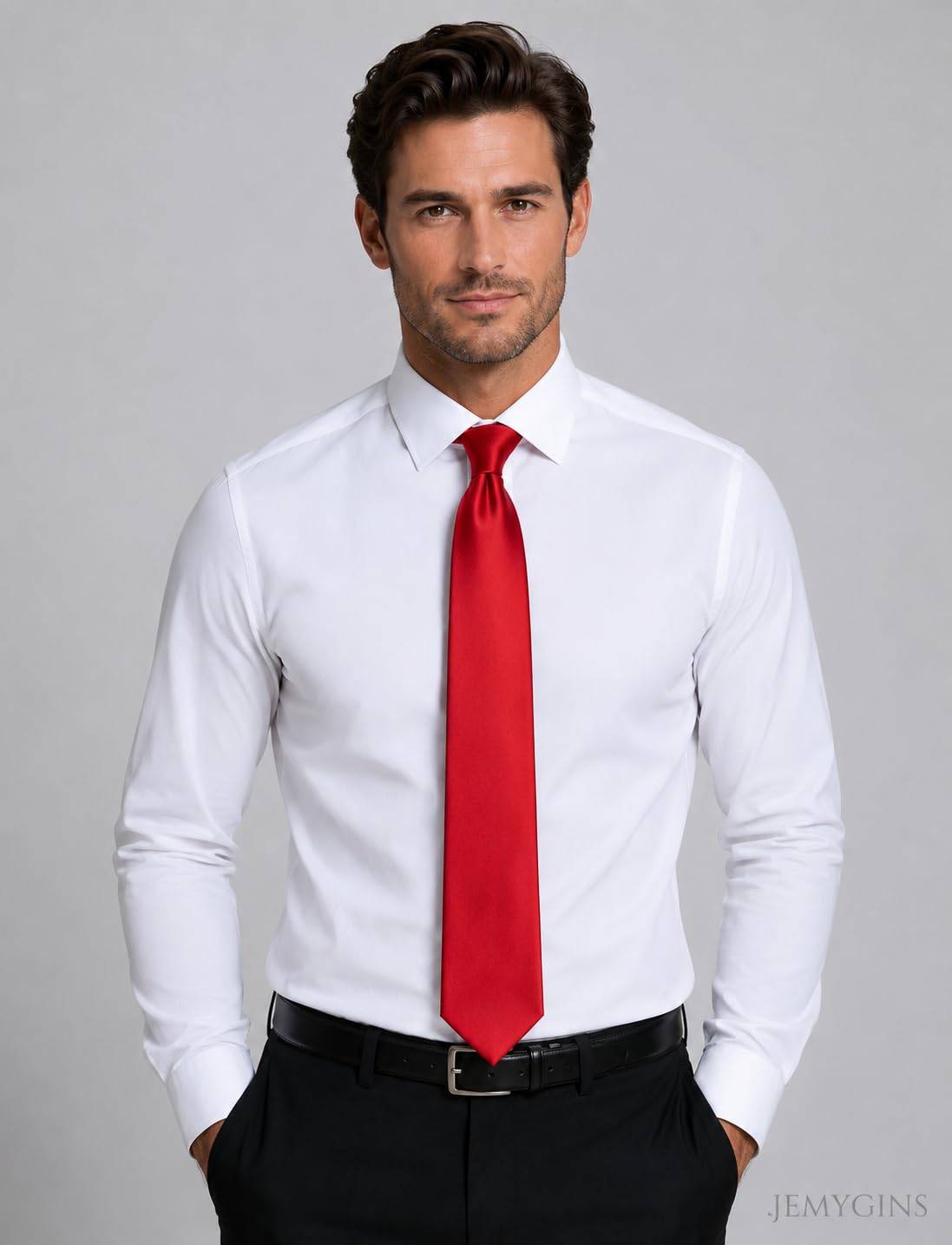 JEMYGINS Solid Color Tie Mens Necktie for Business and Wedding