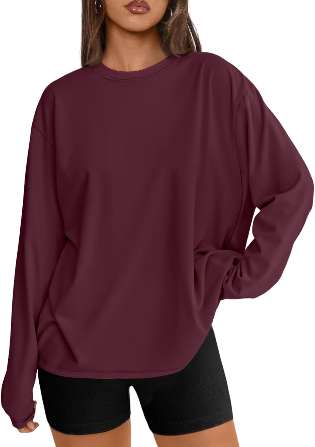 Trendy Queen Womens Oversized Long Sleeve Shirts Fall Tops 2026 Basic Tee