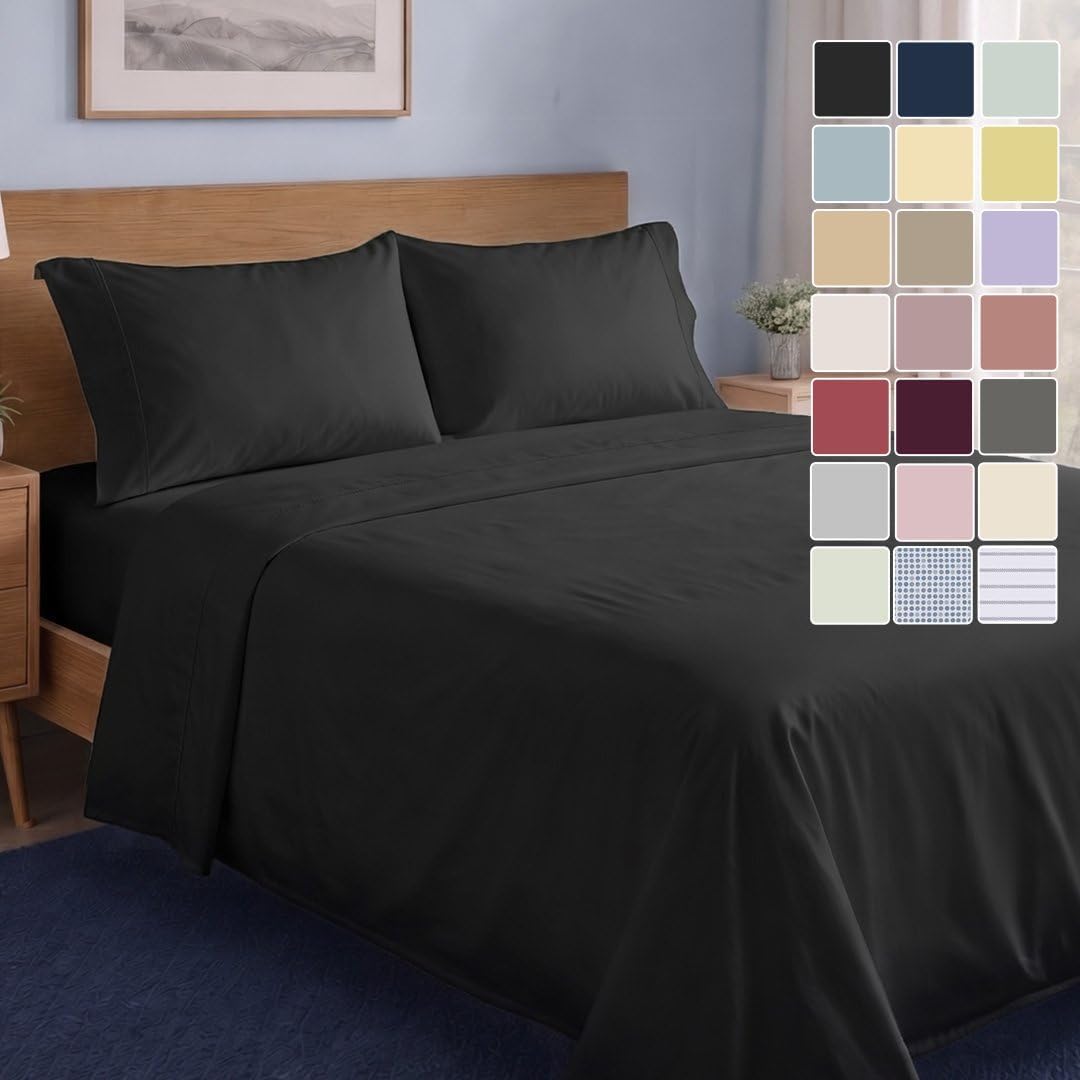 LANE LINEN California King Sheets 100% Organic Cotton 4pc Percale - White