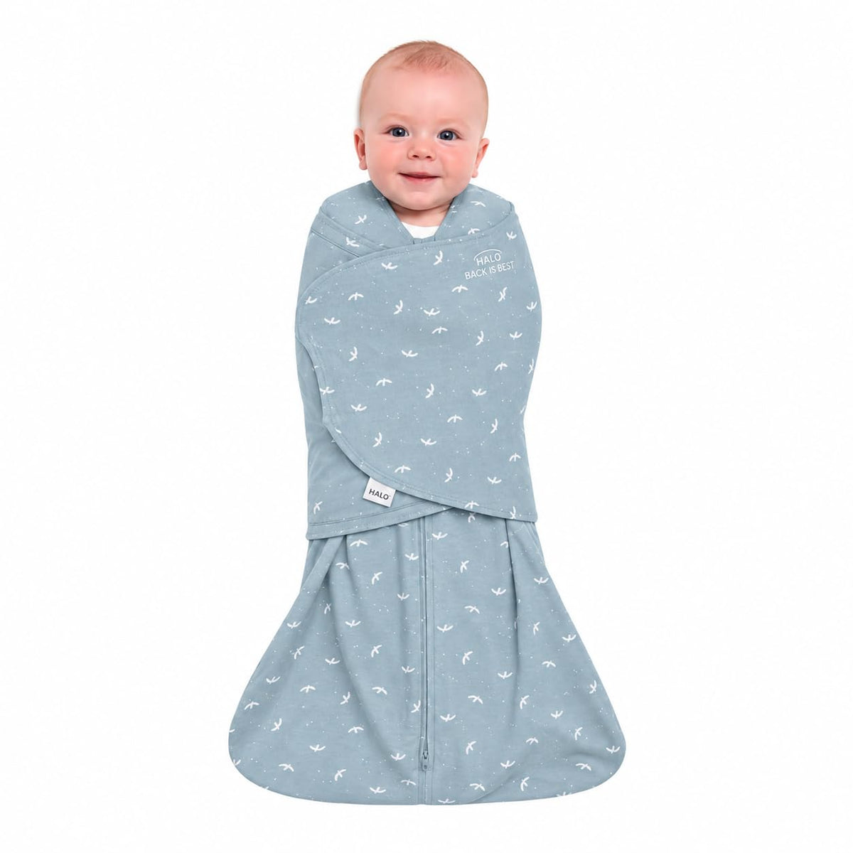 HALO SleepSack Swaddle | Cotton | 1.5 TOG | 68-75°F | 6-12 lbs |Baby Blue
