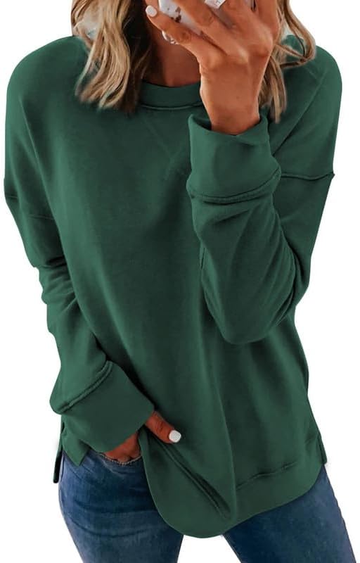 Dokotoo Women's Casual Crew Neck Sweatshirt Loose Long Sleeve Pullover Tops