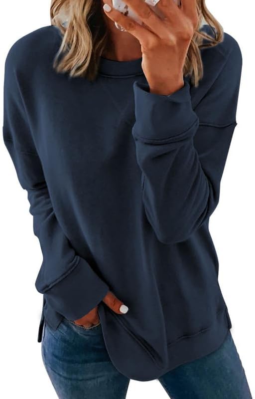 Dokotoo Women's Casual Crew Neck Sweatshirt Loose Long Sleeve Pullover Tops