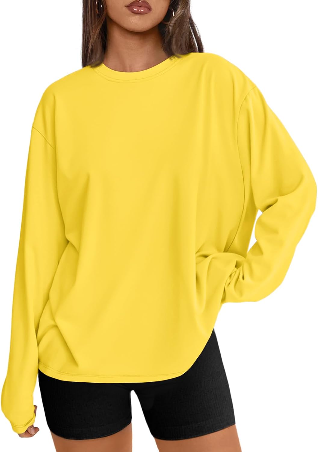 Trendy Queen Womens Oversized Long Sleeve Shirts Fall Tops 2026 Basic Tee