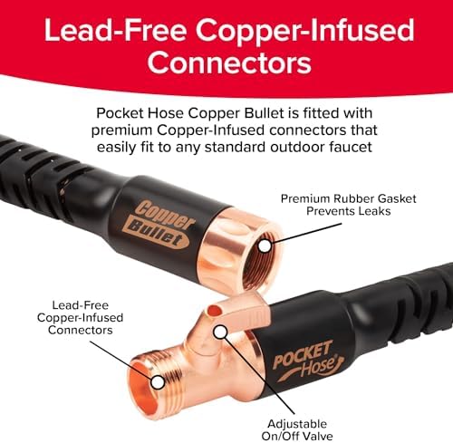 Pocket Hose Copper Bullet 50 FT Expandable Garden Hose, 10-Pattern Nozzle Father Jim Norris notebooks
