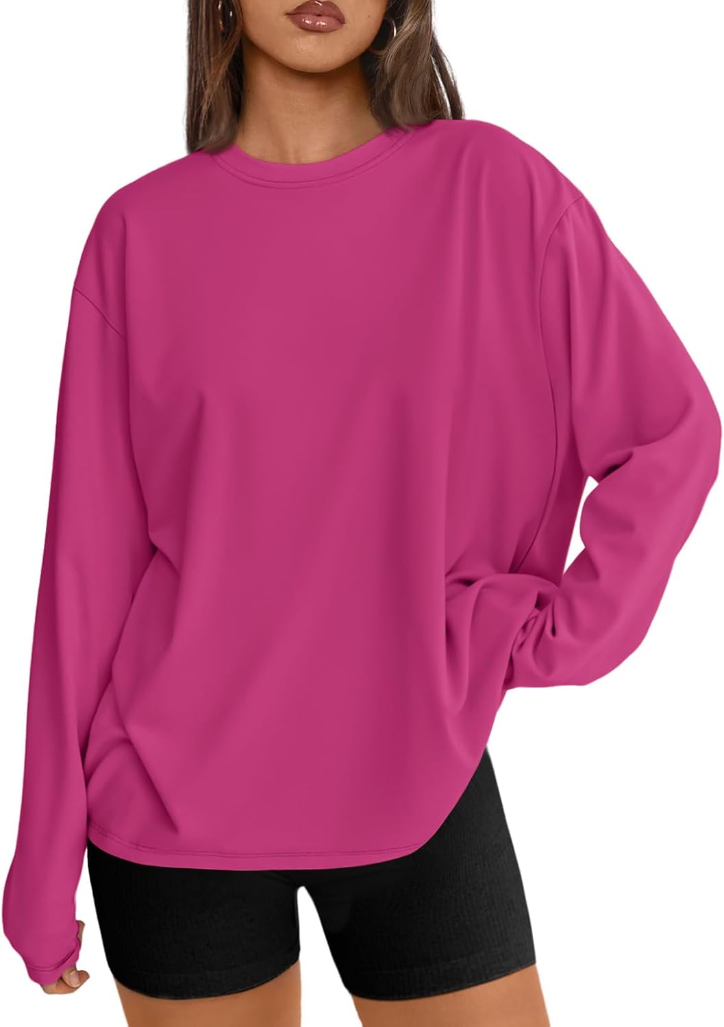 Trendy Queen Womens Oversized Long Sleeve Shirts Fall Tops 2026 Basic Tee