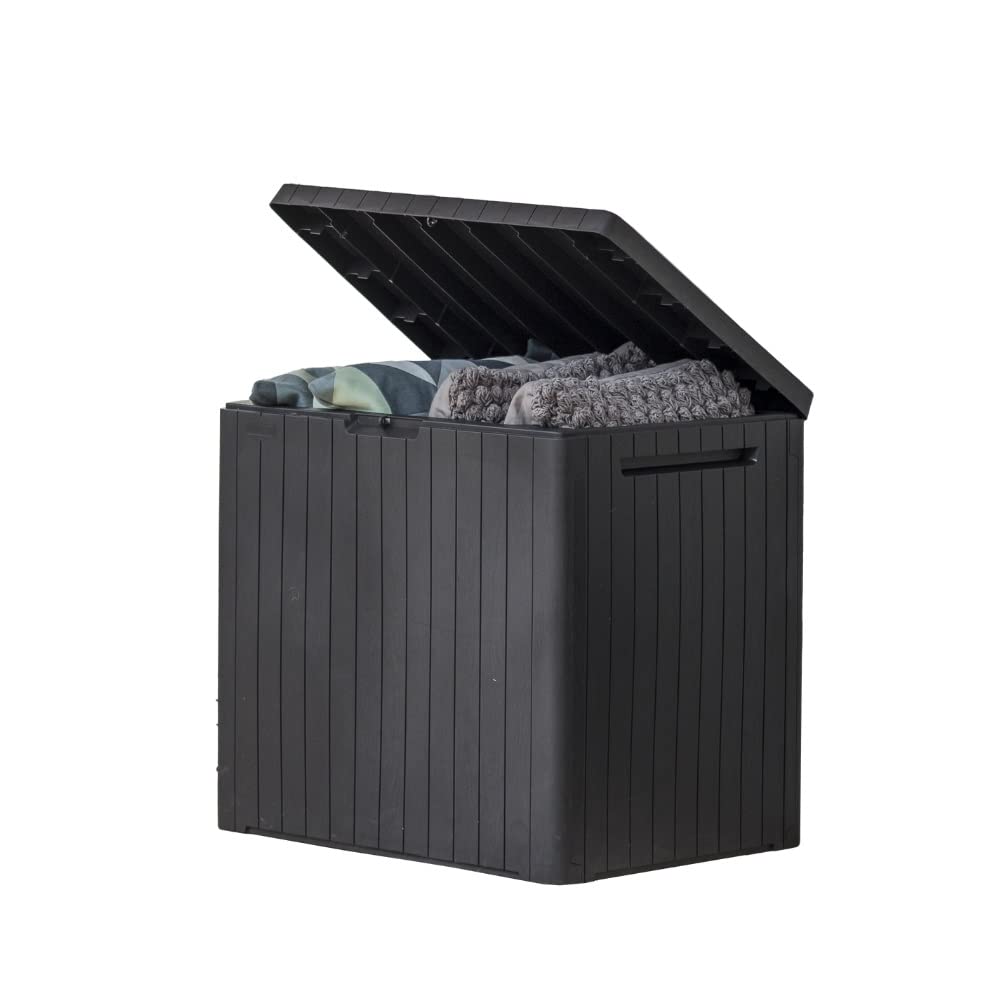 Keter City 30 Gal Outdoor Storage Box and Patio Side Table Father Jim Norris notebooks
