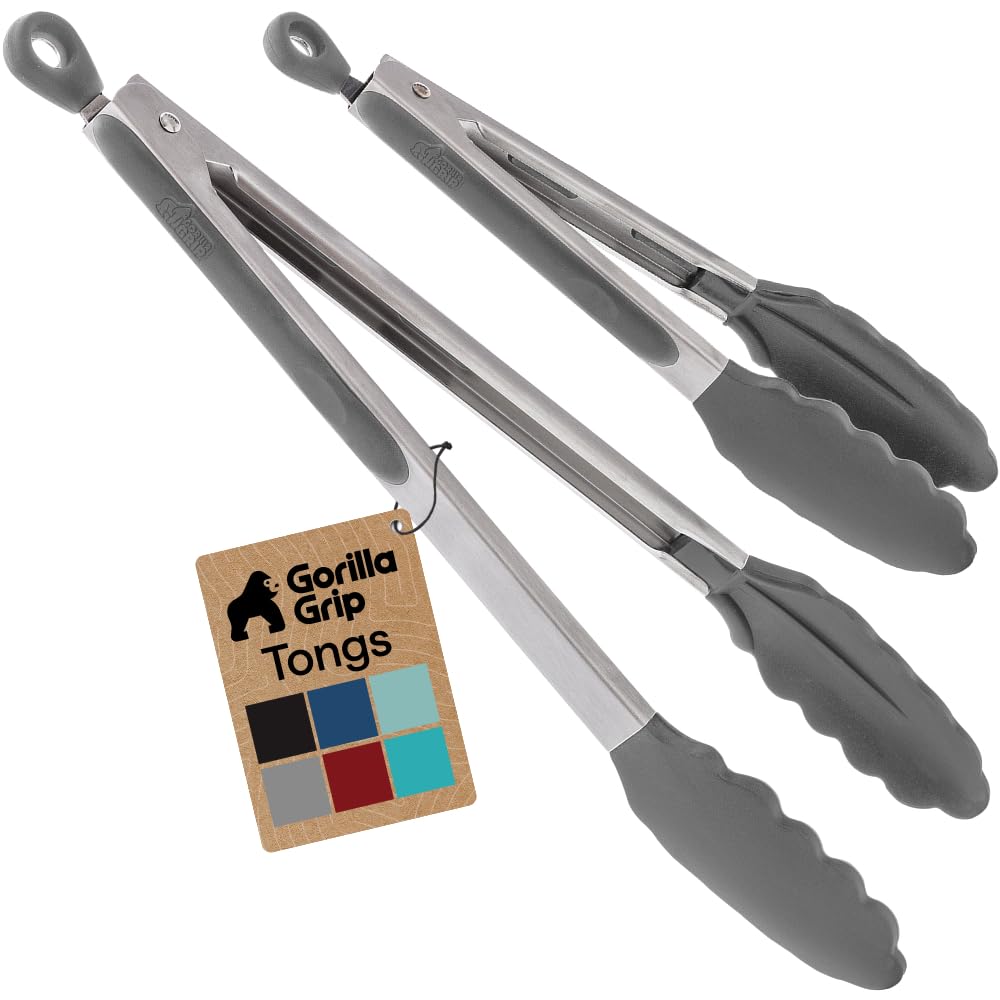 GORILLA GRIP Stainless Steel Kitchen Tongs for Cooking, 2 PK, Turquoise Father Jim Norris notebooks