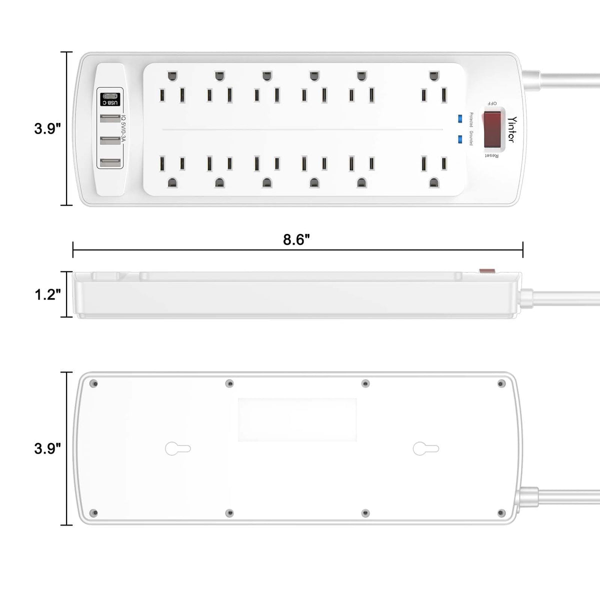 Yintar 6Ft Surge Protector Power Strip with 6 Outlets & 3 USB Ports, Black Father Jim Norris notebooks