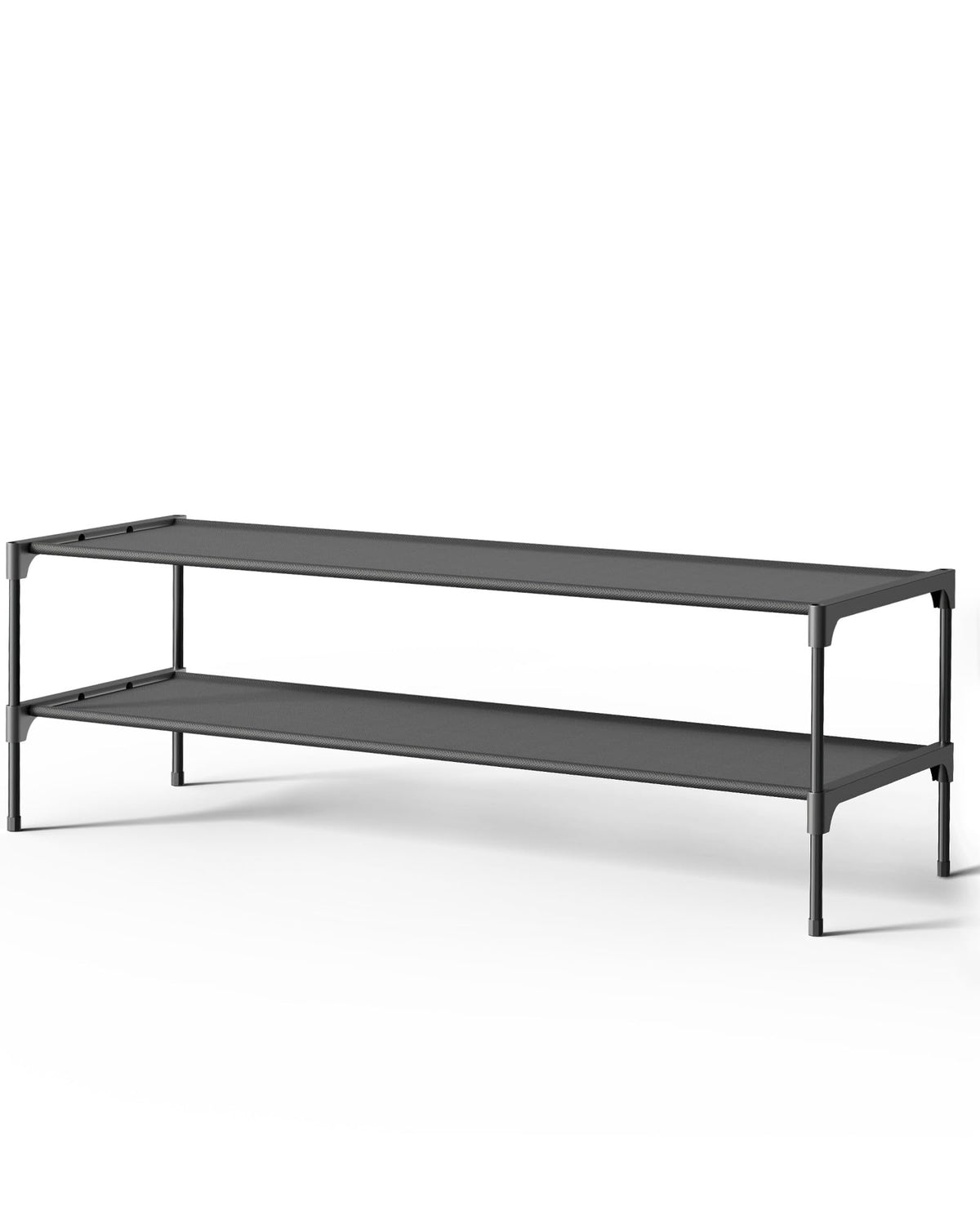 Kitsure Shoe Rack - Non-Woven Shoe Rack Shelf, Shoe Organizer for Closet, Entryway, Garage & Corridor, Stackable Shoe Shelves, 27.5" Wide - 2 Tier, Black