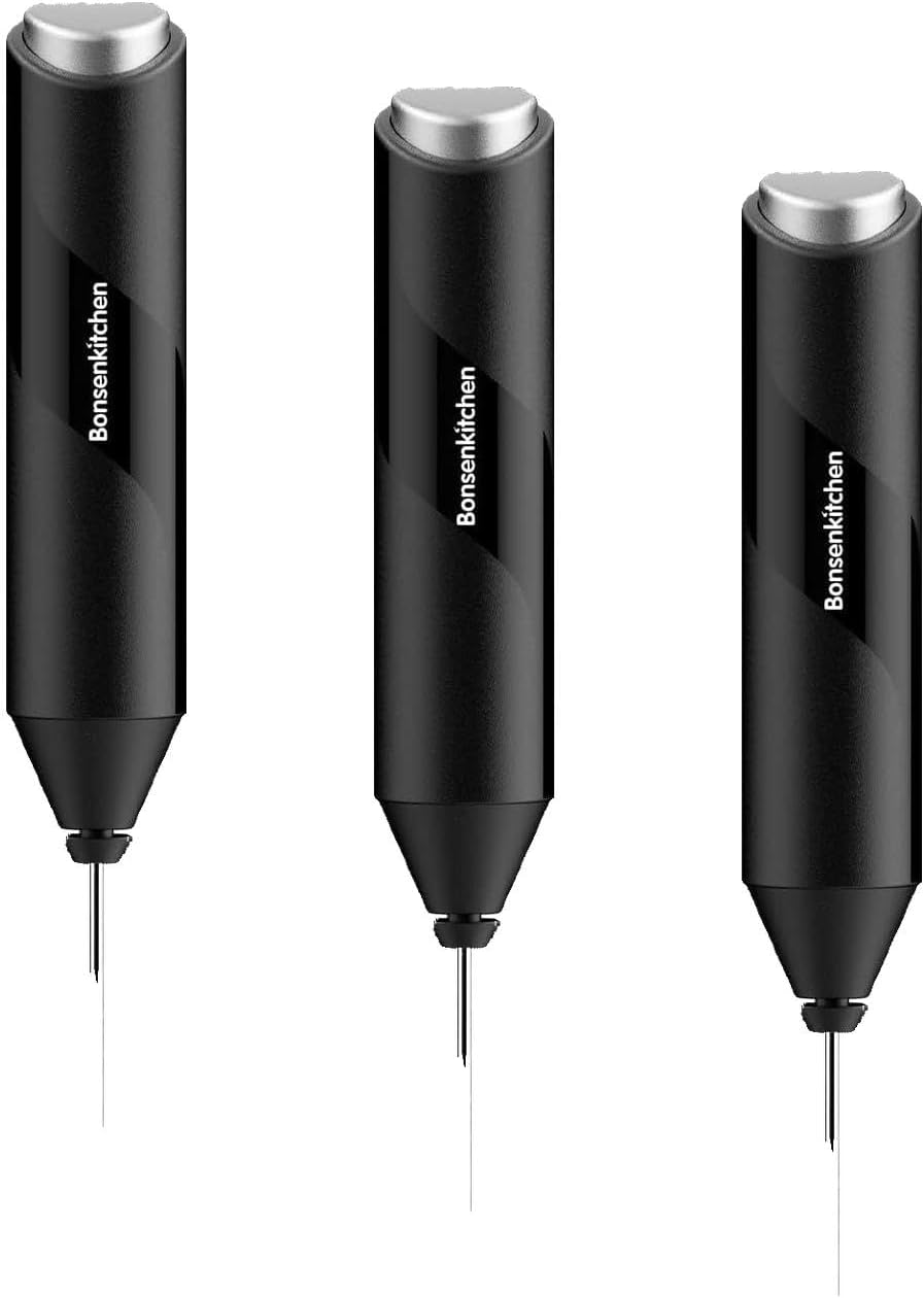 Bonsenkitchen Milk Frother for Coffee, Battery Operated, Black