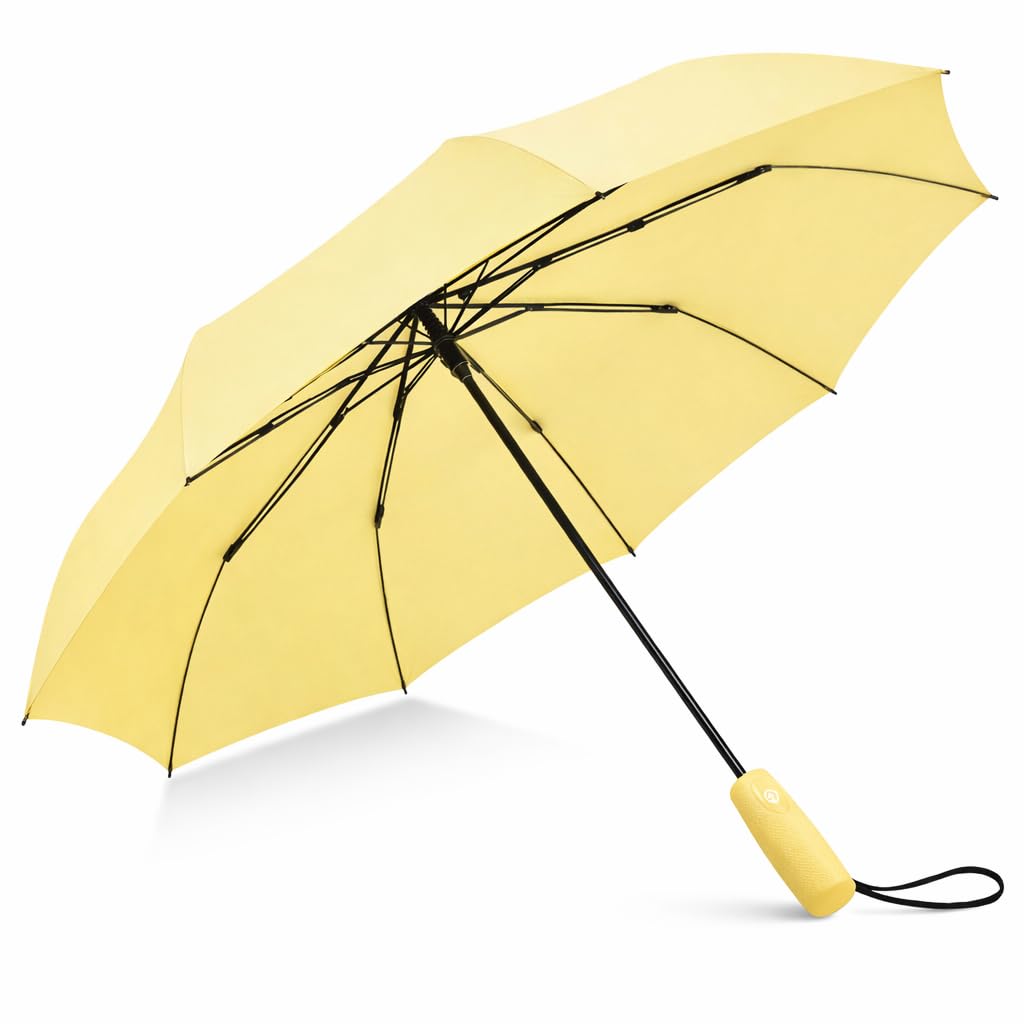 Windproof Travel Umbrella - Compact & Withstands Winds up to 100MPH, Strongest Premium Auto Folding Umbrella for Rain and Sun - Durable, Light & Portable for Women & Men, Fits Backpack & Cars