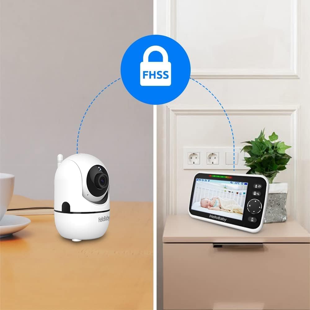 HelloBaby No WiFi Baby Monitor Camera and Audio HB6550, 5" Video Screen