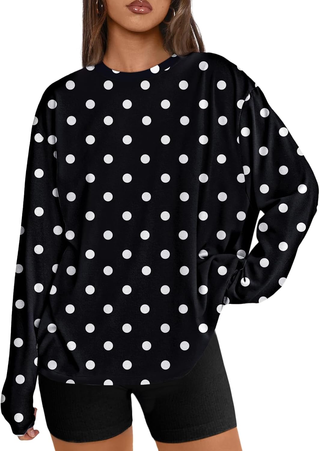 Trendy Queen Womens Oversized Long Sleeve Shirts Fall Tops 2026 Basic Tee