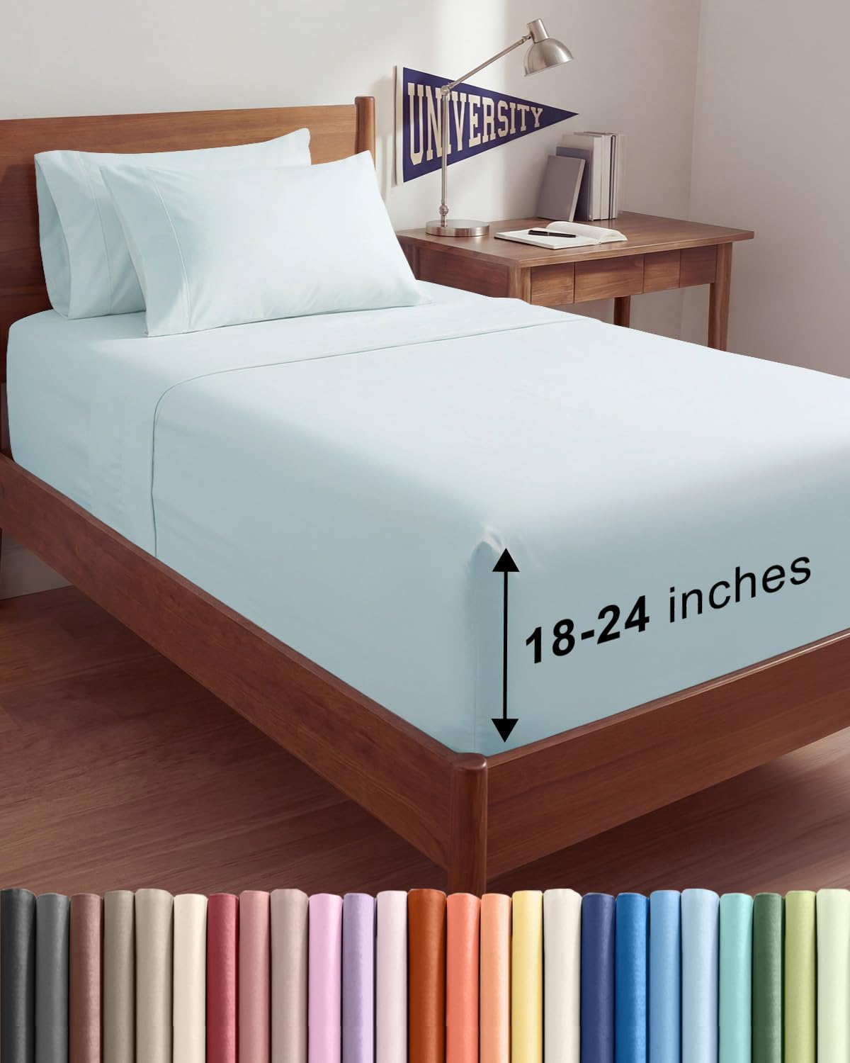 CGK Extra Deep Twin XL Sheet Set - 4pc College Dorm Room - Coral