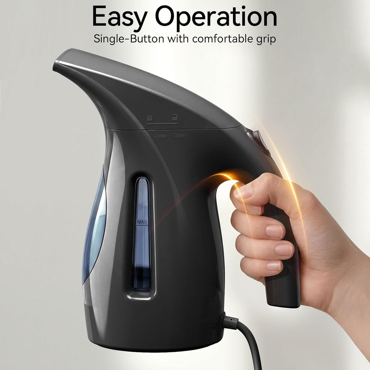 HiLIFE Steamer for Clothes, Portable Handheld Clothing Steamer, 240ml Big Capacity, 700W, Strong Power, Fabric Quick Wrinkle Remover with Brush for Home, Office(ONLY 120V)(Ink Black)