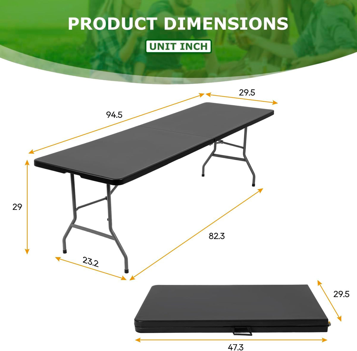 BestOffice | 6FT Folding Table | Black | Portable Plastic Table Father Jim Norris notebooks