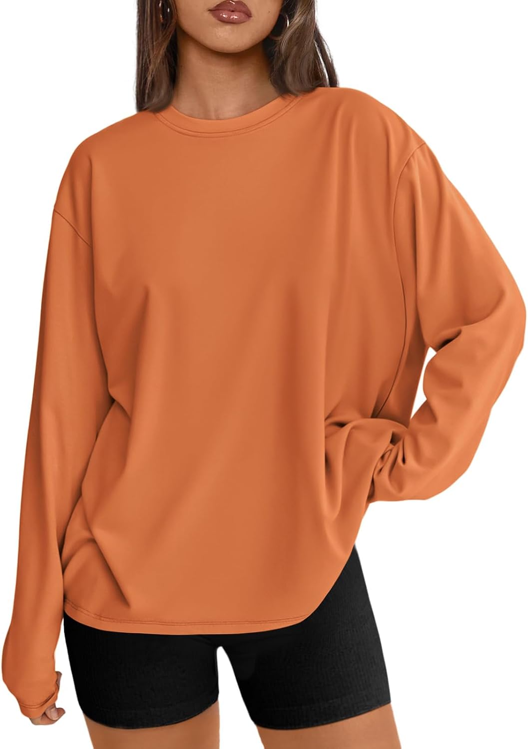 Trendy Queen Womens Oversized Long Sleeve Shirts Fall Tops 2026 Basic Tee