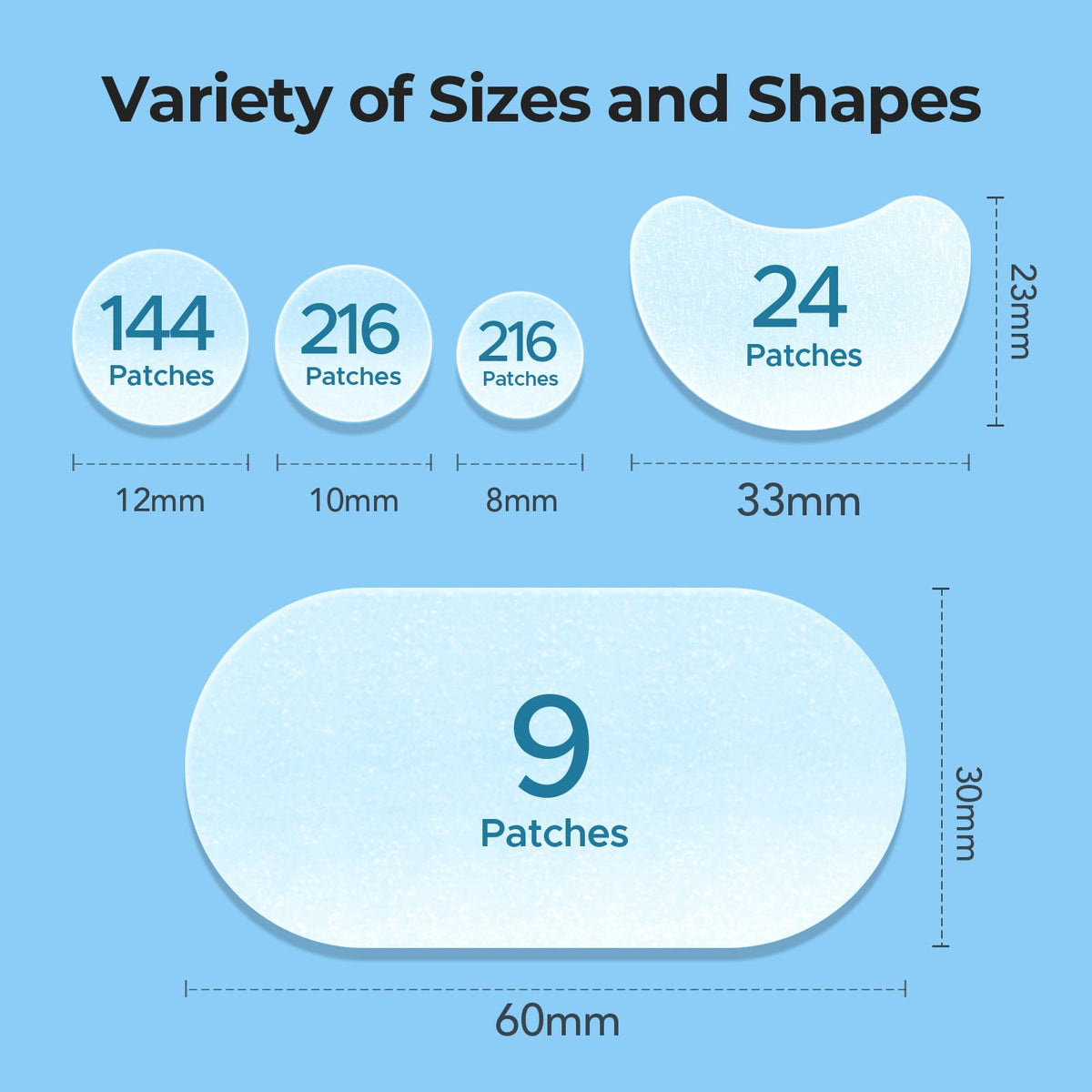 TKTK Large Hydrocolloid Pimple Patches for Acne Breakouts, 4 Big Sizes