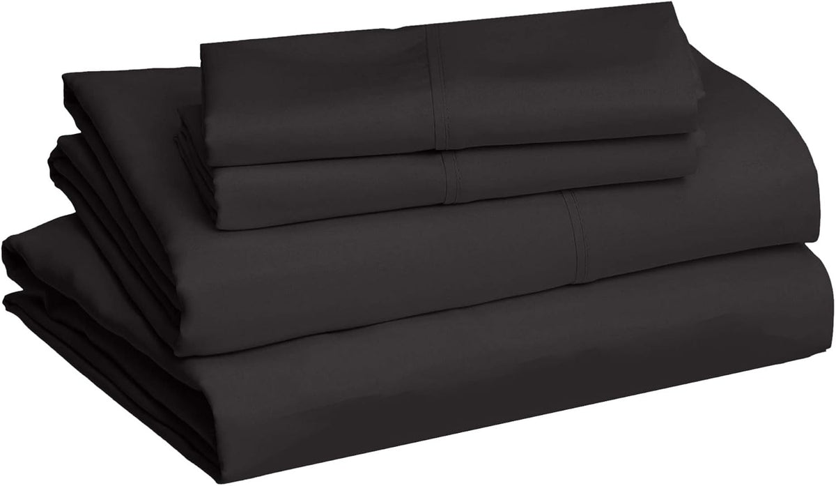 Amazon Basics Lightweight Super Soft Breathable Wrinkle-Resistant Microfiber 4-Piece Bed Sheet Set
