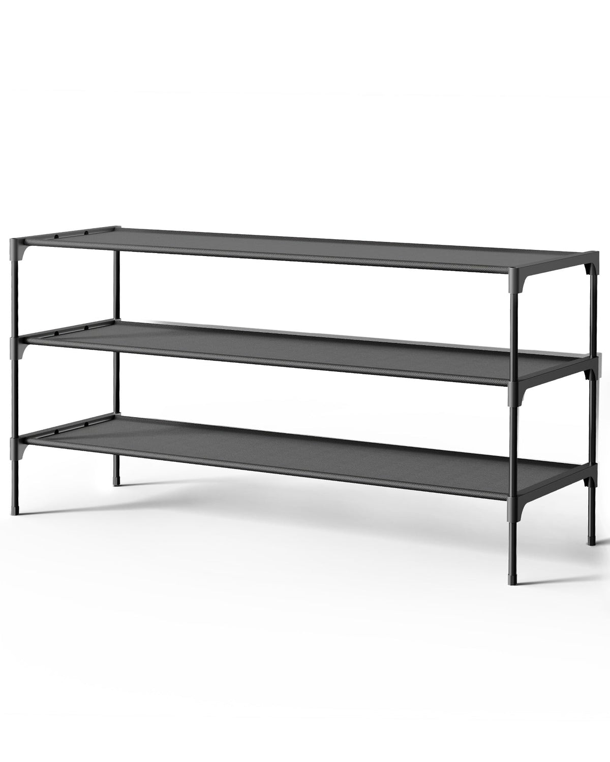 Kitsure Shoe Rack - Non-Woven Shoe Rack Shelf, Shoe Organizer for Closet, Entryway, Garage & Corridor, Stackable Shoe Shelves, 27.5" Wide - 2 Tier, Black