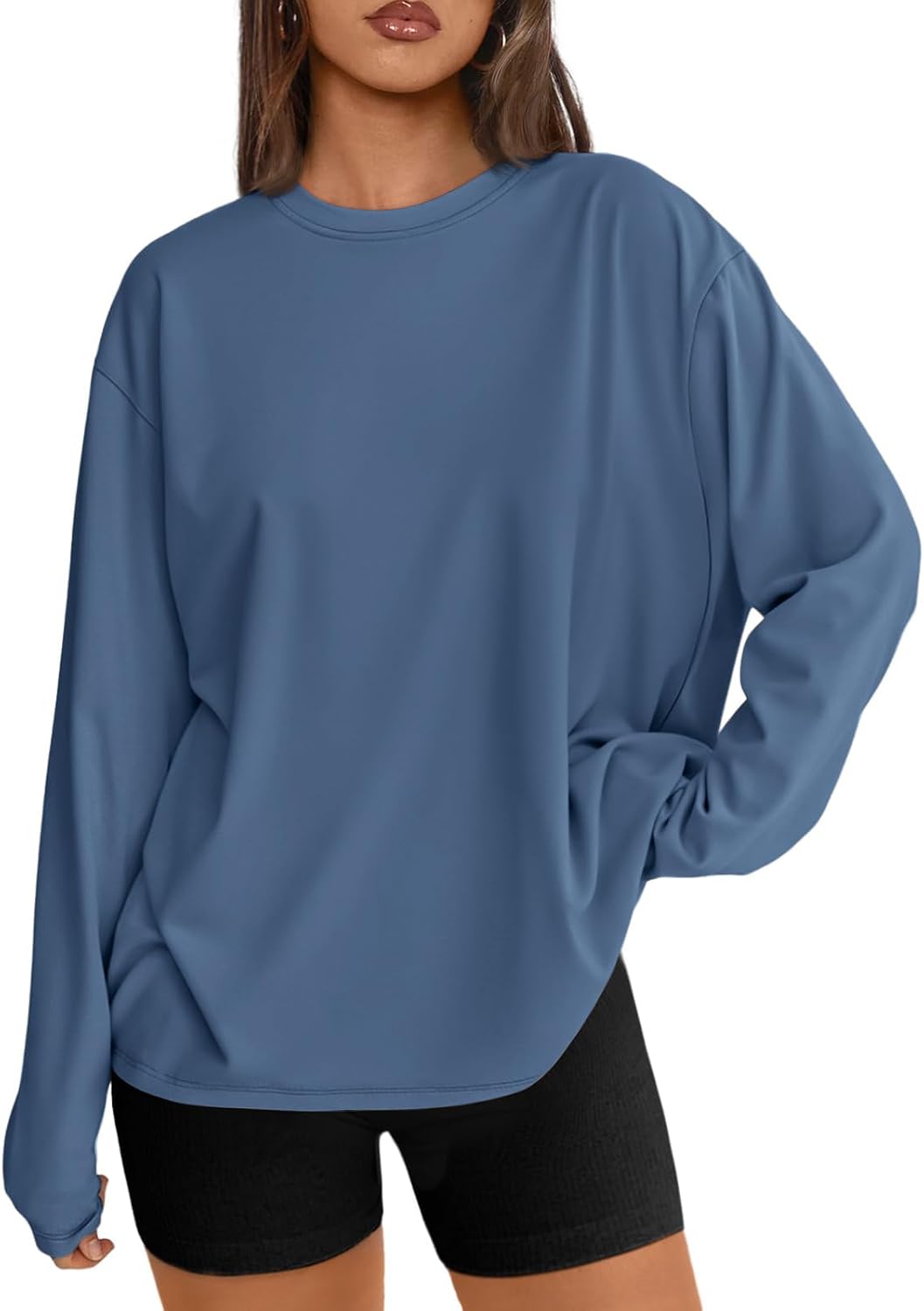 Trendy Queen Womens Oversized Long Sleeve Shirts Fall Tops 2026 Basic Tee