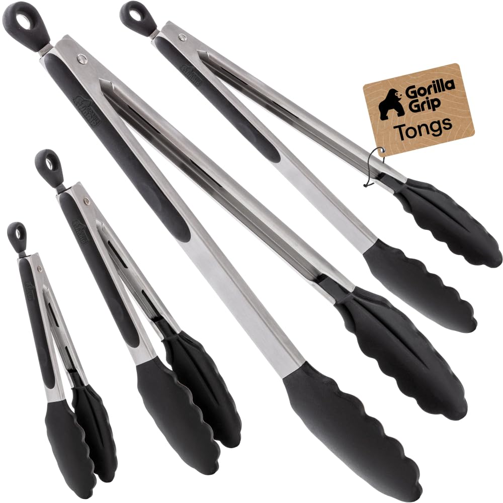 GORILLA GRIP Stainless Steel Kitchen Tongs for Cooking, 2 PK, Turquoise Father Jim Norris notebooks