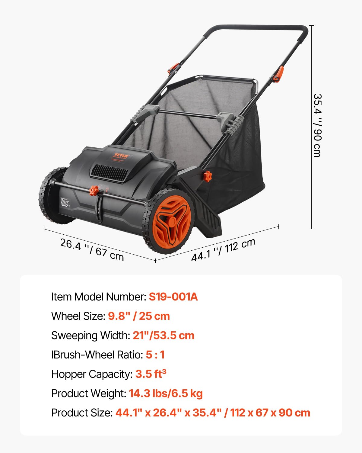 VEVOR Push Lawn Sweeper 26 in Leaf & Grass Collector 7 cu. ft. Hopper Bag Father Jim Norris notebooks