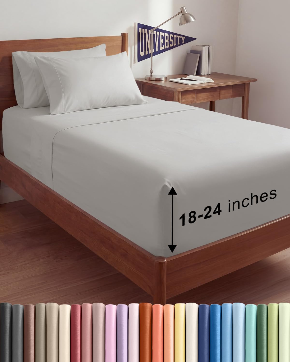 CGK Extra Deep Twin XL Sheet Set - 4pc College Dorm Room - Coral