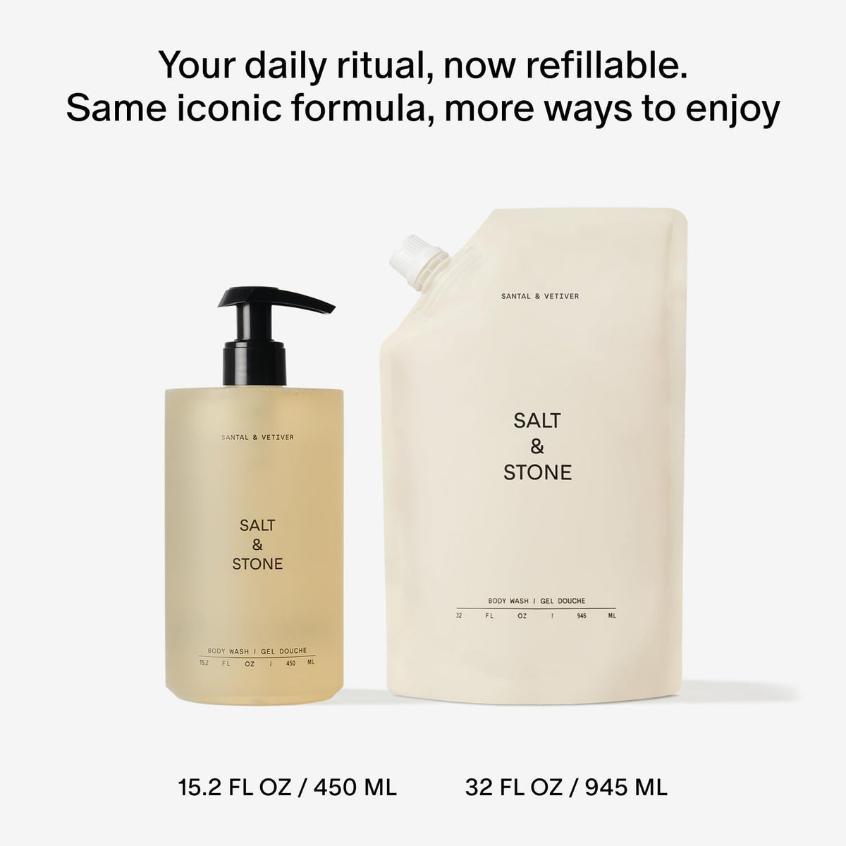 Salt & Stone Body Wash for Women & Men, Bergamot & Hinoki 15.2 fl oz