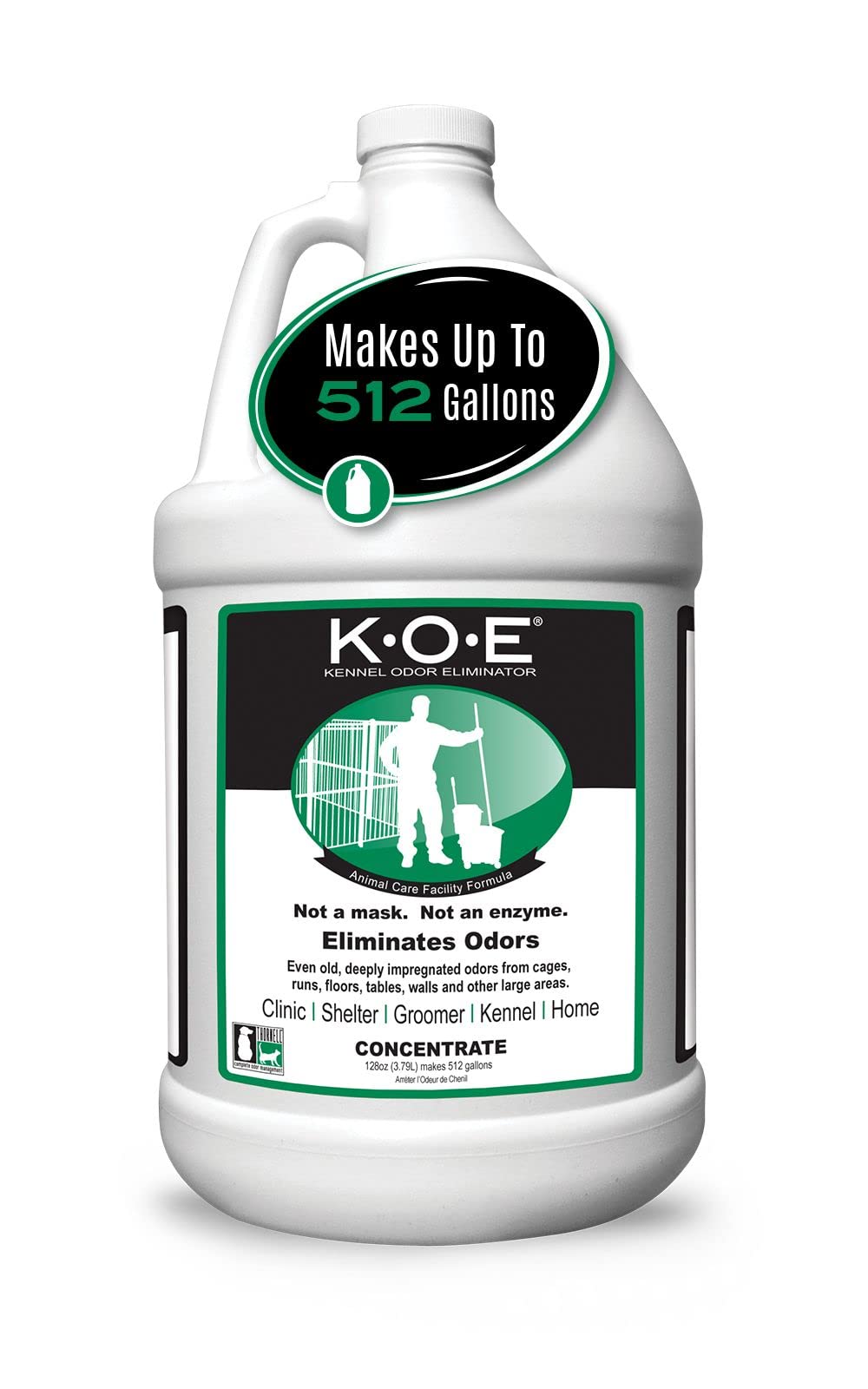 Odorcide K.O.E Kennel Odor Eliminator Concentrate, Fresh Scent, 16 oz - Non-Enzymatic Formula for Cages, Runs, Home and Kennel Use
