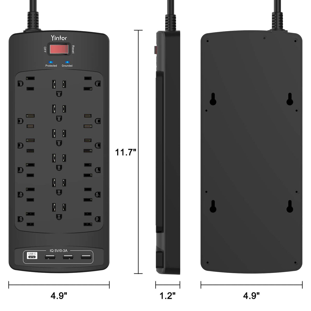 Yintar 6Ft Surge Protector Power Strip with 6 Outlets & 3 USB Ports, Black Father Jim Norris notebooks