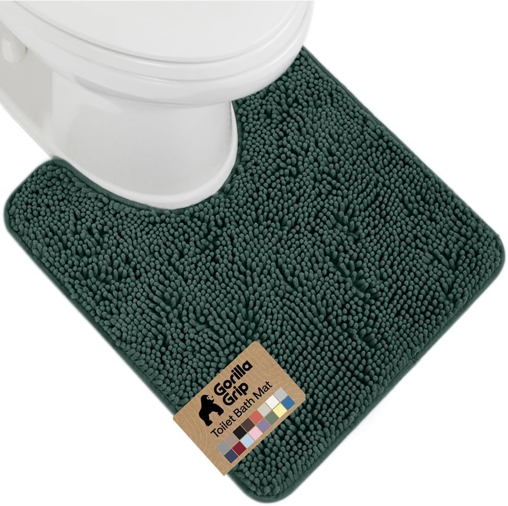 GORILLA GRIP Bath Rug Mat for Bathroom, Absorbent Chenille, 24x17 Gray