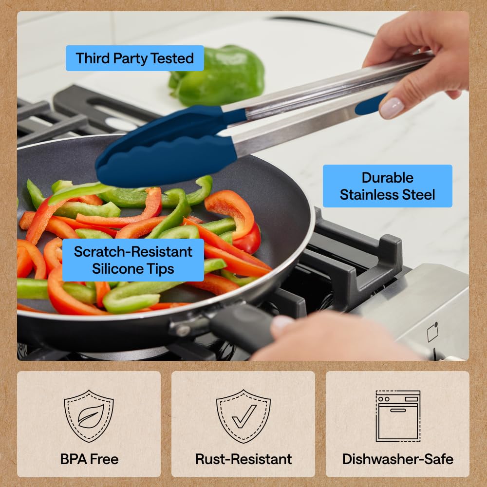 GORILLA GRIP Stainless Steel Kitchen Tongs for Cooking, 2 PK, Turquoise Father Jim Norris notebooks