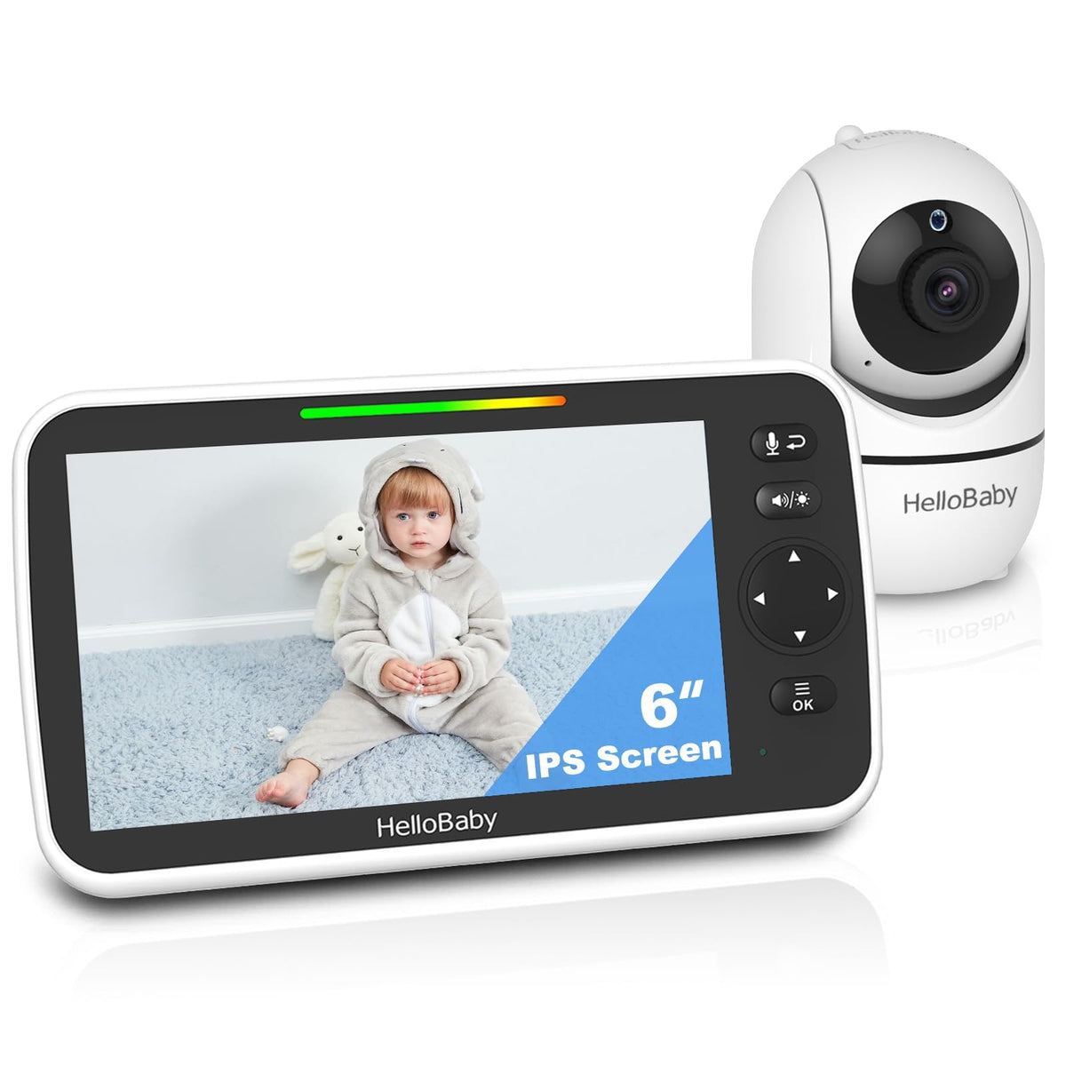 HelloBaby No WiFi Baby Monitor Camera and Audio HB6550, 5" Video Screen