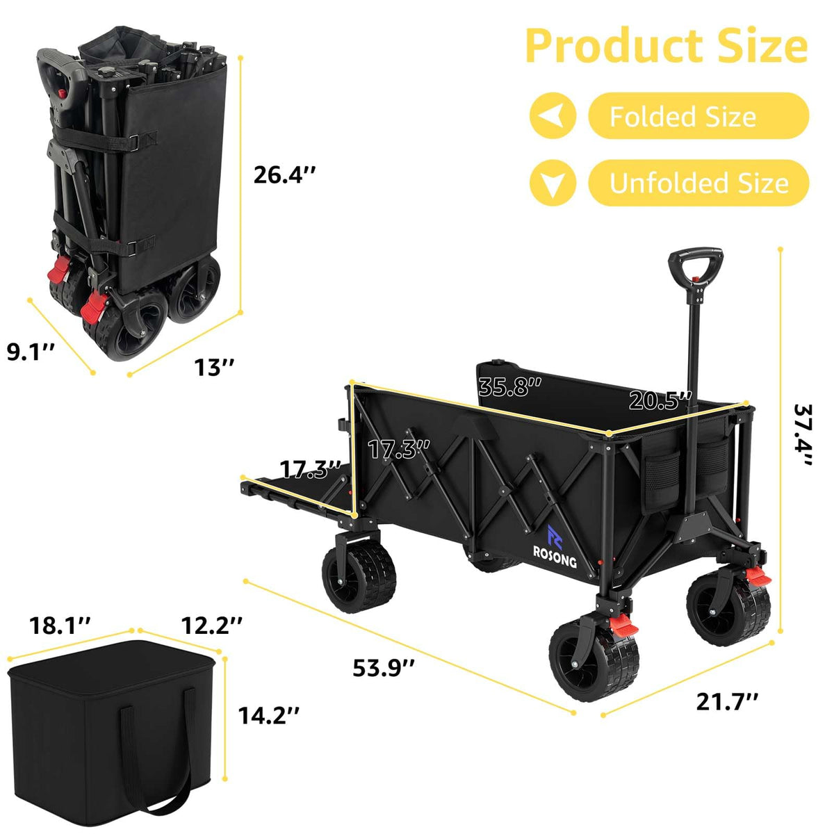 ROSONG Collapsible Wagon Cart with Wheels Foldable - Folding Utility Heavy Duty Wagons Carts for Grocery Sports Garden Shopping Camping Wheelbarrows (Pink, 120L) Father Jim Norris notebooks